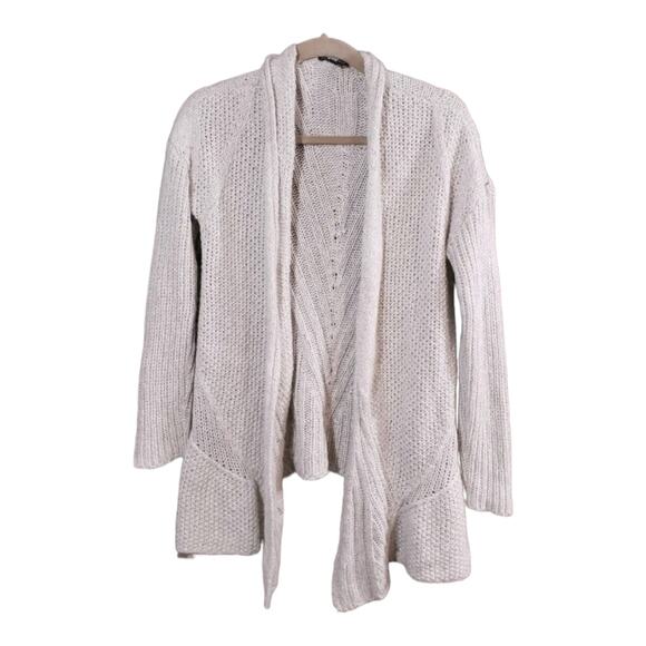 Eileen Fisher Airy Cascading Open Cable Cardigan Linen Mohair Women's XS - Picture 2 of 7